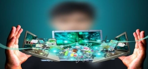 Man holding social object